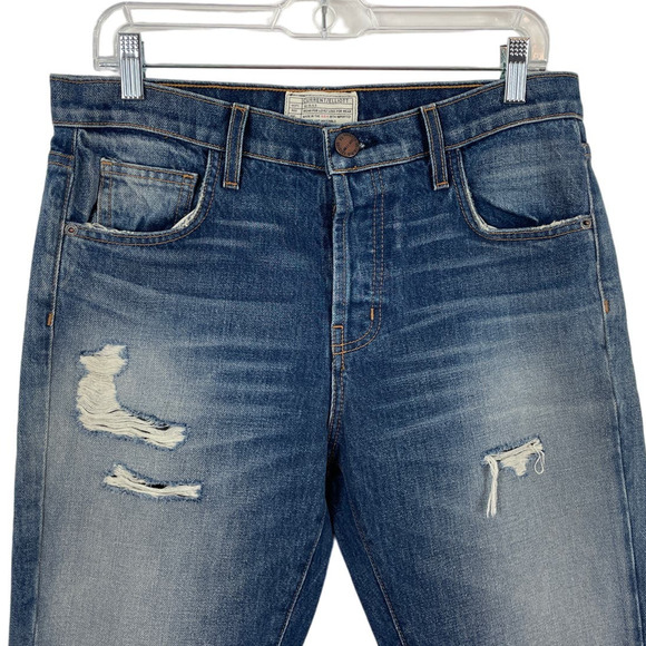 Current Elliott Distresssed Whiskering Women's Straight Leg Jeans 27 - Picture 2 of 6